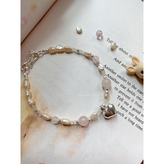 zzz.ilver สร้อยข้อมือเม็ดเงินแท้ Rose Quartz &amp; Pearl &amp; Mix Stone