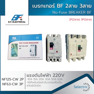 เบรกเกอร์ 2P 3P 10A-100A รุ่นNF30-CW NF63-CW NF125-CW NO-FUSE BREAKER