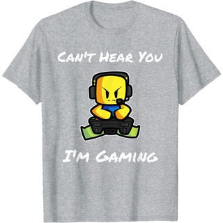 เสื้อยืดผ้าฝ้ายพรีเมี่ยม เสื้อยืดลําลอง แขนสั้น พิมพ์ลาย Cant Hear You Im Gaming Gamer Noob เหมาะกับของขวัญคริสต์มาส ส