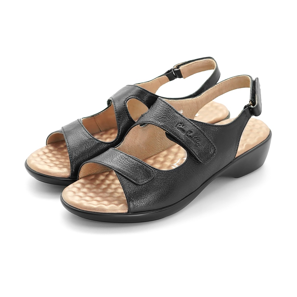 Pierre Cardin รองเท้าแตะผู้หญิง เพื่อสุขภาพ นุ่มสบาย ผลิตจากหนังแท้ สีดำ รุ่น 26SS399