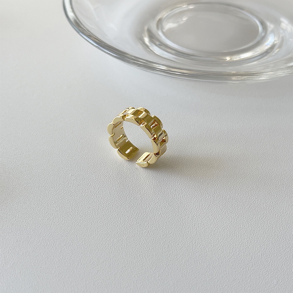 ใหม่ แหวนโซ่โลหะ แบบเปิด ไม่สม่ําเสมอ แฟชั่นสําหรับผู้หญิง - รูปที่ 5