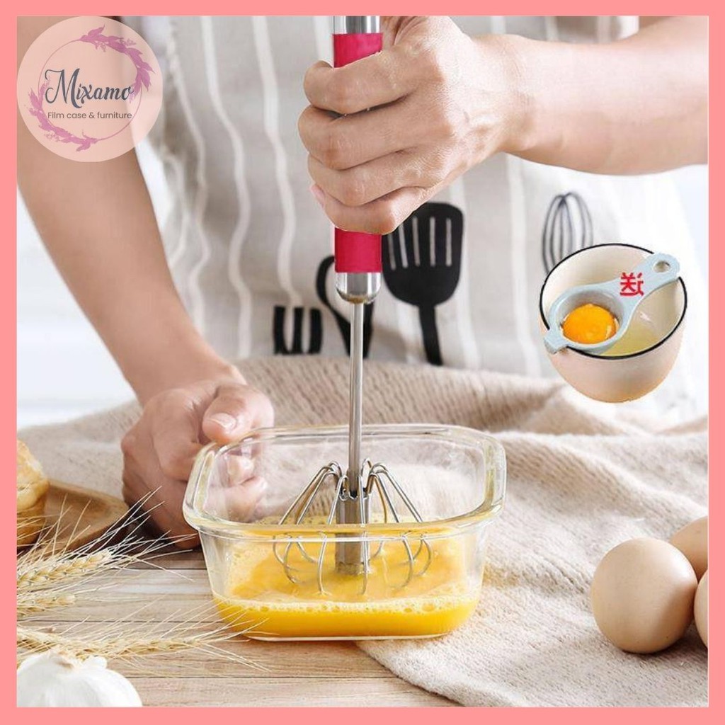 --MXM-- 🍳 ที่ตีไข่กึ่งอัตโนมัติ ปั่นตีส่วนผสม ทำอาหาร/ทำขนม วัสดุสแตนเลสอย่างดี กดขึ้น-ลง เพื่อปั่นตี สะดวก #B-0048