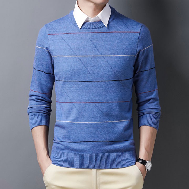 [รูปถ่ายจริง] เสื้อสเวตเตอร์ผู้ชายอ่อนเยาว์ AN-001i