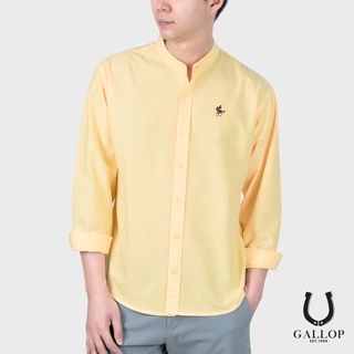 GALLOP : OXFORD CASUAL MANDARIN COLLAR SHIRT เสื้อเชิ๊ตคอจีนแขนยาว รุ่น GW9022 สีเหลือง