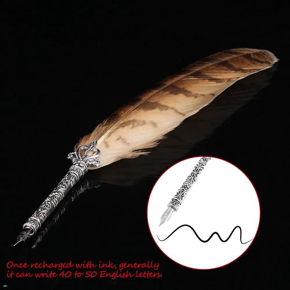 [Ready Stock] Xguli Feather Metal Nibs Quill Dip Pen and Ink Set with