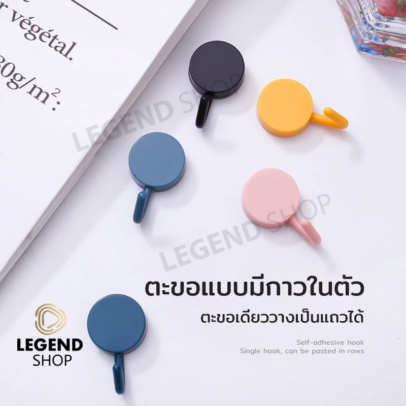 ตะขอติดผนัง หลากสี แขวนของ ตกแต่งบ้าน ไม่ต้องเจาะรู