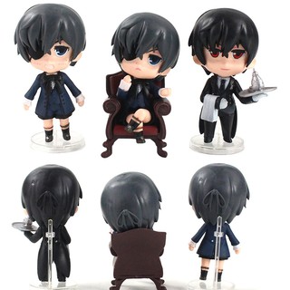 ฟิกเกอร์ PVC อนิเมะ Black Butler Kuroshitsuji Ciel ของเล่นสําหรับเด็ก 3 ชิ้น ต่อล็อต