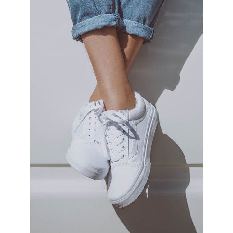 [ลด30% เก็บโค้ด 2509FASHDD] VANS Old Skool (Classic) - White/White รองเท้า แวนส์ โอวสคูล ขาวล้วน ได้