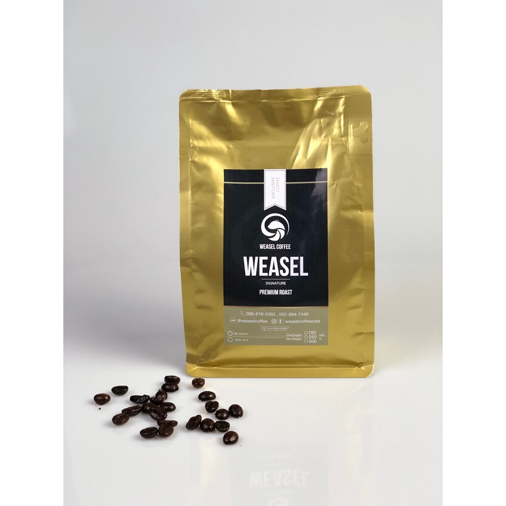 เมล็ดกาแฟชะมดคั่ว พร้อมบด by WEASEL COFFEE ขนาด 250 กรัม