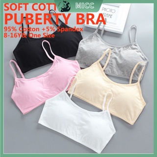 8-18Y Girls Soft Foam Padded Bra Cup A Kid Teenager Training Small Vest Underwear Puberty Clothing Wire Free Bras Soft Cotton