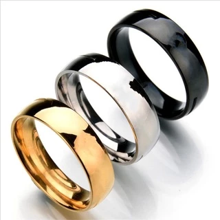 แหวนสเตนเลส 6 มม. สีทอง ดํา เงิน เรียบง่าย สําหรับผู้หญิง ผู้ชาย / แหวนนิ้ว แบบบาง เรียบ / เครื่องประดับ