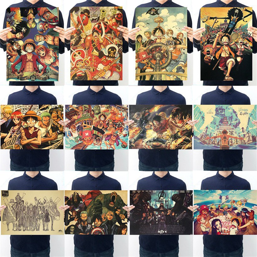 สติกเกอร์โปสเตอร์ ลายการ์ตูน One Piece ขนาด 51x36 ซม. สําหรับตกแต่งผนัง