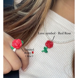 สร้อยลูกปัดจี้ดินปั้น รุ่น “ love symbol - red rose 🌹 “ (made to order 3-5 days )