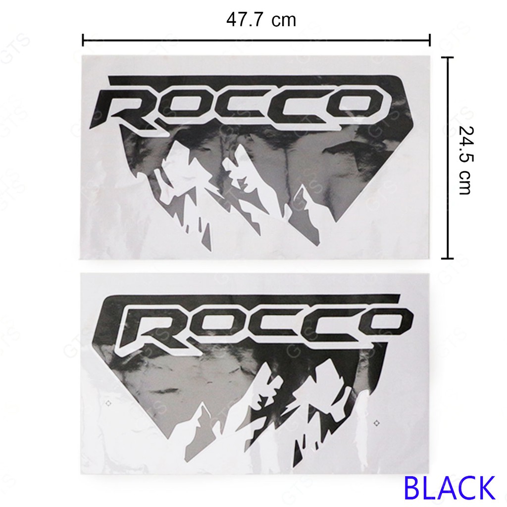 Sticker สติ๊กเกอร์ แต่งรถ สติ๊กเกอร์ติดข้างรถ "ROCCO" ข้างซ้าย+ขวา 2 ชิ้น สีดำ สำหรับ Toyota Revo,Rocco ปี 2015-2020
