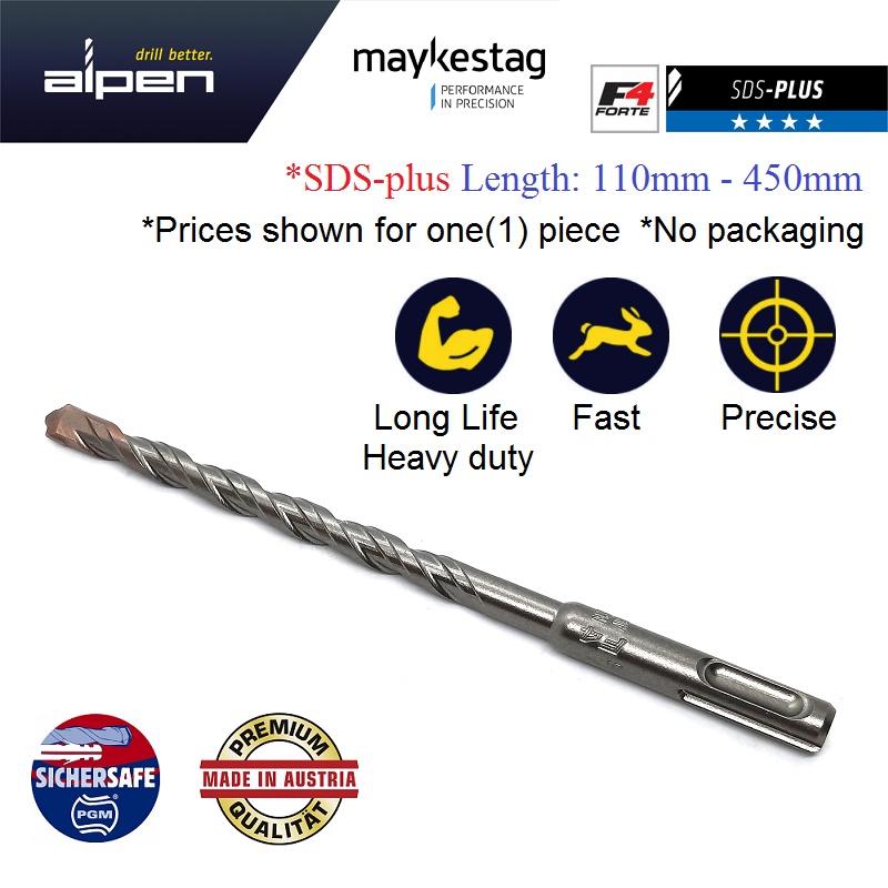 Alpen(110mm-310mm)F4 SDS-plus ดอกสว่าน (ไม่มีบรรจุภัณฑ์)