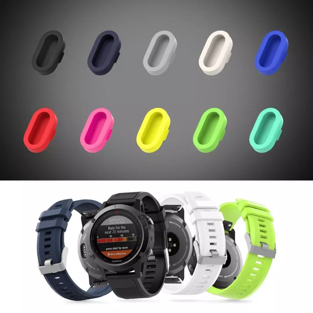 Anti Plugs Charger พอร์ตสําหรับ Garmin Fenix 5 6 7 5X 6X 7X 5S 6S 7S สัญชาตญาณ 2 2S Vivoactive 356 935/245/945/745 Venu Sq X1 ซิลิโคน Anti Dust Plug 2/10 Pack Protector สายรัด