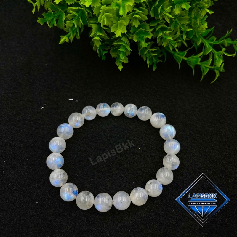 Natural White Rainbow Moonstone Round Beaded Bracelet 6 mm 8 mm 10 mm size Beaded Bracelet available #4
