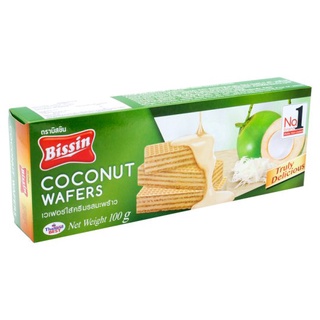 ราคาพิเศษ!! บิสชิน เวเฟอร์ไส้ครีมรสมะพร้าว 100กรัม Bissin Coconut Wafers 100g