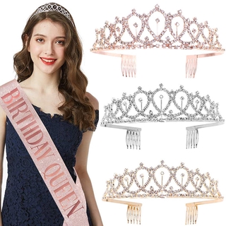 สายสะพายมงกุฎสําหรับตกแต่งปาร์ตี้วันเกิด Sash &amp; Crown Princess Ribbons Shoulder