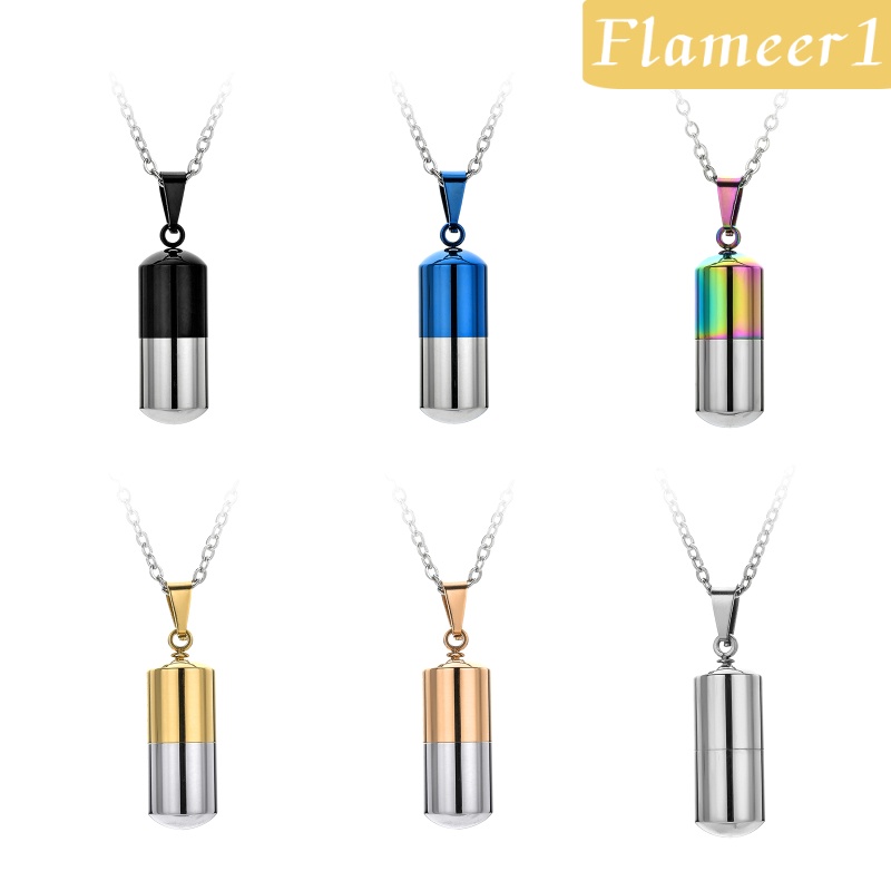 [FLAMEER1] จี้สร้อยคอสเตนเลส รูปหลอดแคปซูลกลวง สําหรับทําเครื่องประดับ