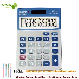 Olympia MX-12BL Calculator Free ballpoint pen 0.7 mm. blue Mixed colors Quantum Sense 4 pieces