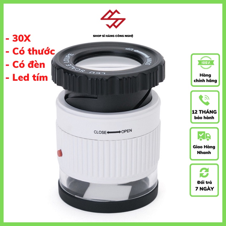 แว่นขยาย 30X ️ แว่นขยายตั้งโต๊ะ 30X HD พร้อมไฟ TH-9006B