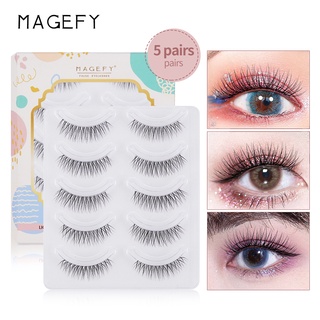 Magefy ขนตาปลอม 25 คู่ / 5 กล่อง ต่อขนตา ขายส่ง ธรรมชาติ C องศา โค้ง ชุดอุปกรณ์แต่งหน้า