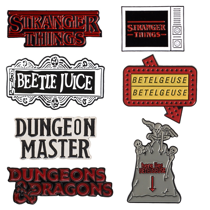 D&amp;D Famous Game Lapel Pins "STRANGER THINGS" TV Show Brooches Badges Backpack Accessories Enamel Pins Jewelry Gift
