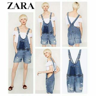 แท้100% ZARA FRAYED HEM DUNGAREES