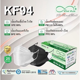 🚩KF94 Mind Mask หน้ากากทางการแพท​ย์กรอง 4 ชั้น 25ชิ้น/กล่อง
