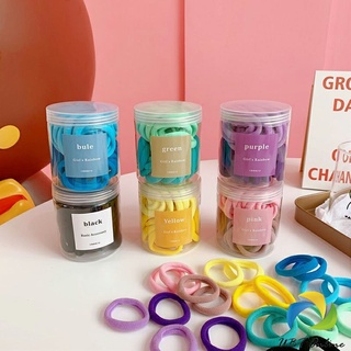 UBT ยางมัดผมสีพื้น สีสันสดใสแพ็คมาในกระปุ๊ก 50 เส้น/กระป๋อง rubber band