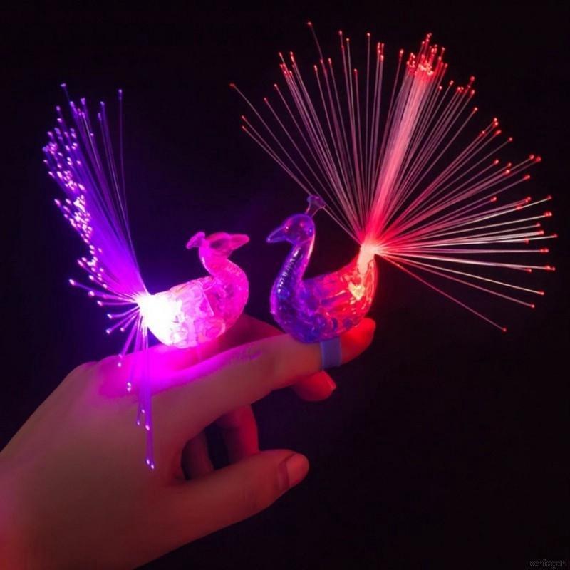 PENTAGON Finger Peacock Light Colorful LED Light-up Rings Party Gadgets Kids Intelligent Toy random color