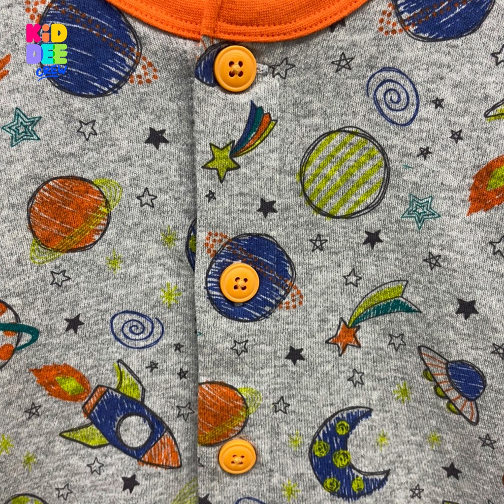 KiddeeCrew ชุดนอนเด็กสีเทาลายอวกาศกุ้นส้ม เหมาะสำหรับอายุ 1-14 ปี ราคา ถูกที่สุด ดีลบีเคเค แกลเลอรีภาพที่ 5
