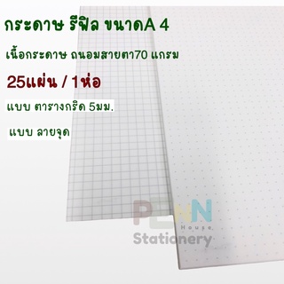 กระดาษ รีฟิล ขนาดA4 เนื้อกระดาษ ถนอมสายตา 70แกรม บรรจุ25แผ่น / 1ห่อ