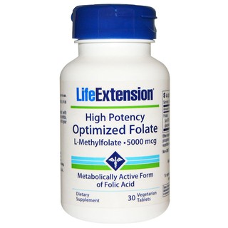 Life Extension, High Potency Optimized Folate, 5000 mcg, 30 Veggie Tabs