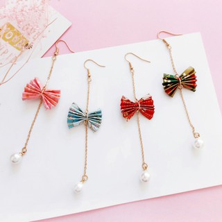Japanese Earrings ต่างหูพัดญี่ปุ่น แบบเจาะ+หนีบ
