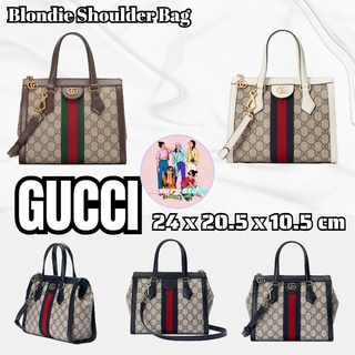 GUCCI/GUCCI messenger bag / กระเป๋าถือ double G / สไตล์การเย็บริบบิ้นสีแดงและสีเขียว / ใหม่! แท้100%