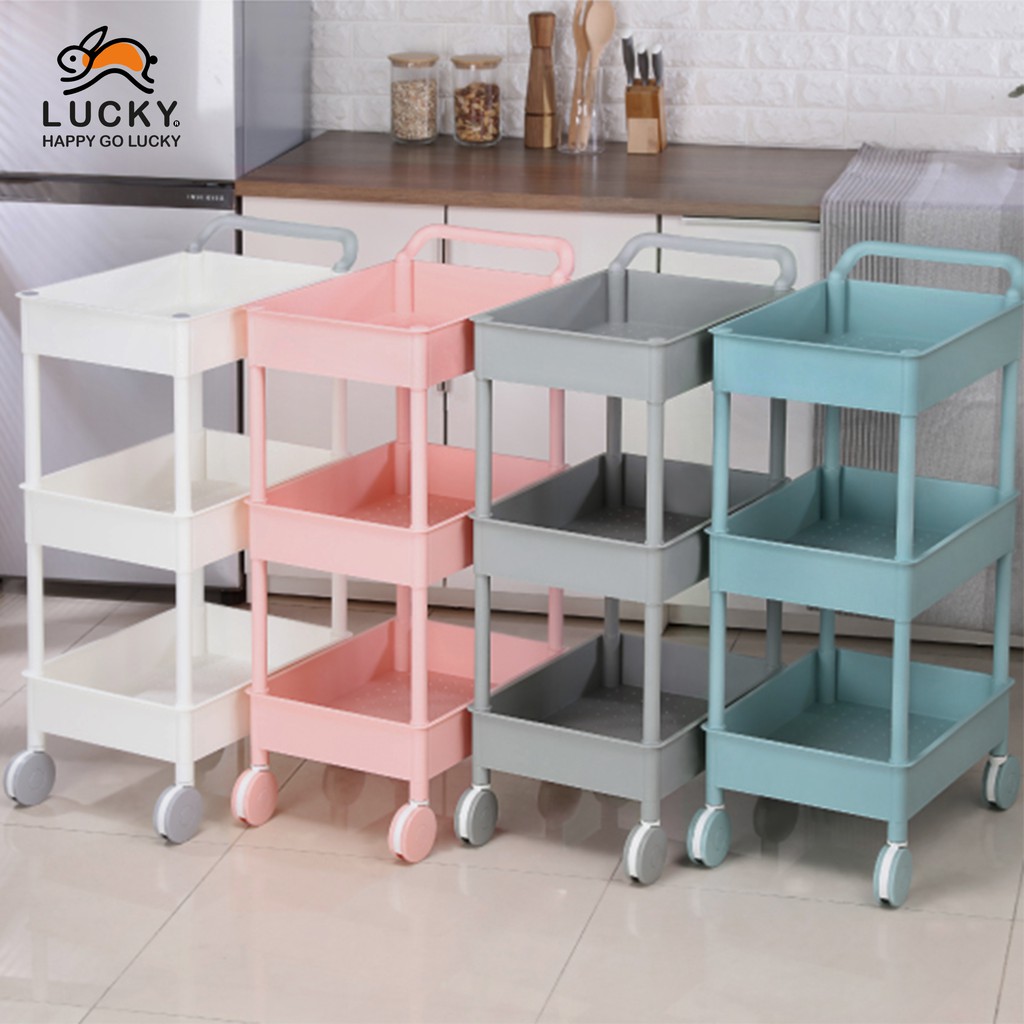 LUCKY HOME รถเข็น ชั้นวางของพลาสติกมีล้อ มีราวจับ AP-643 (รับน้ำหนักได้ 18 kg) - รูปที่ 3