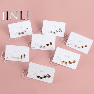 JINLI 6pcs/set Fashion Women Jewelry Alloy Silver Star Butterfly Heart Stud Earrings Set