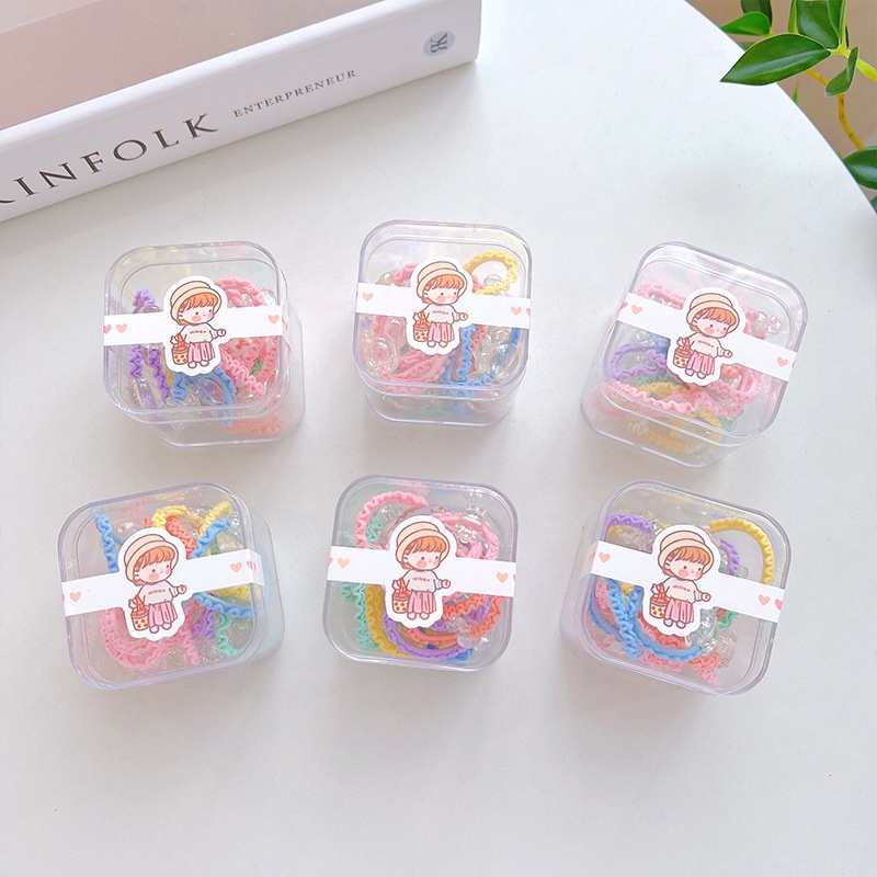 ยางรัดผมเด็ก พาสเทล 10เส้น พร้อมกล่อง น่ารัก ยางมัดผม - รูปที่ 3