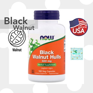 [ วอลนัทดำ ] Now Foods, Black Walnut Hulls (500 mg) x 100 แคปซูล (Capsules)