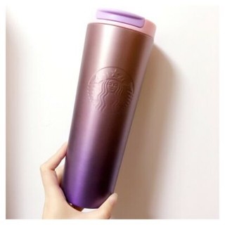 Starbucks Thermos Tumbler &amp; Stainless Cups Hot &amp; Cold W/Strap Pink/Purple 473ml.