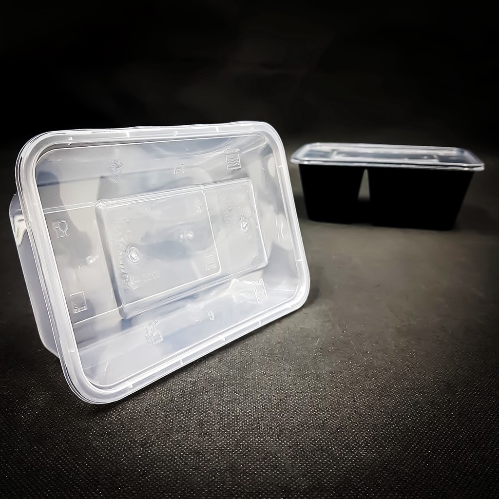 (  25 ใบ ) กล่องเหลี่ยม 1 ช่อง 2 ช่อง  สีใส/สีดำ  กล่องข้าวพลาสติก - รูปที่ 3