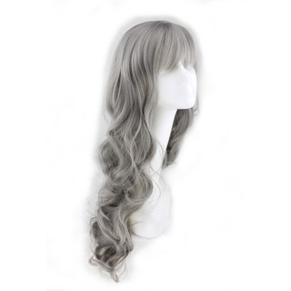 Fashion style smoke grey wig wavy curly long heat resistant cosplay  2fire goods