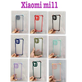 Case หลังขุ่นขอบสีกันกล้องกันกระแทกรุ่นXiaomi Mi11