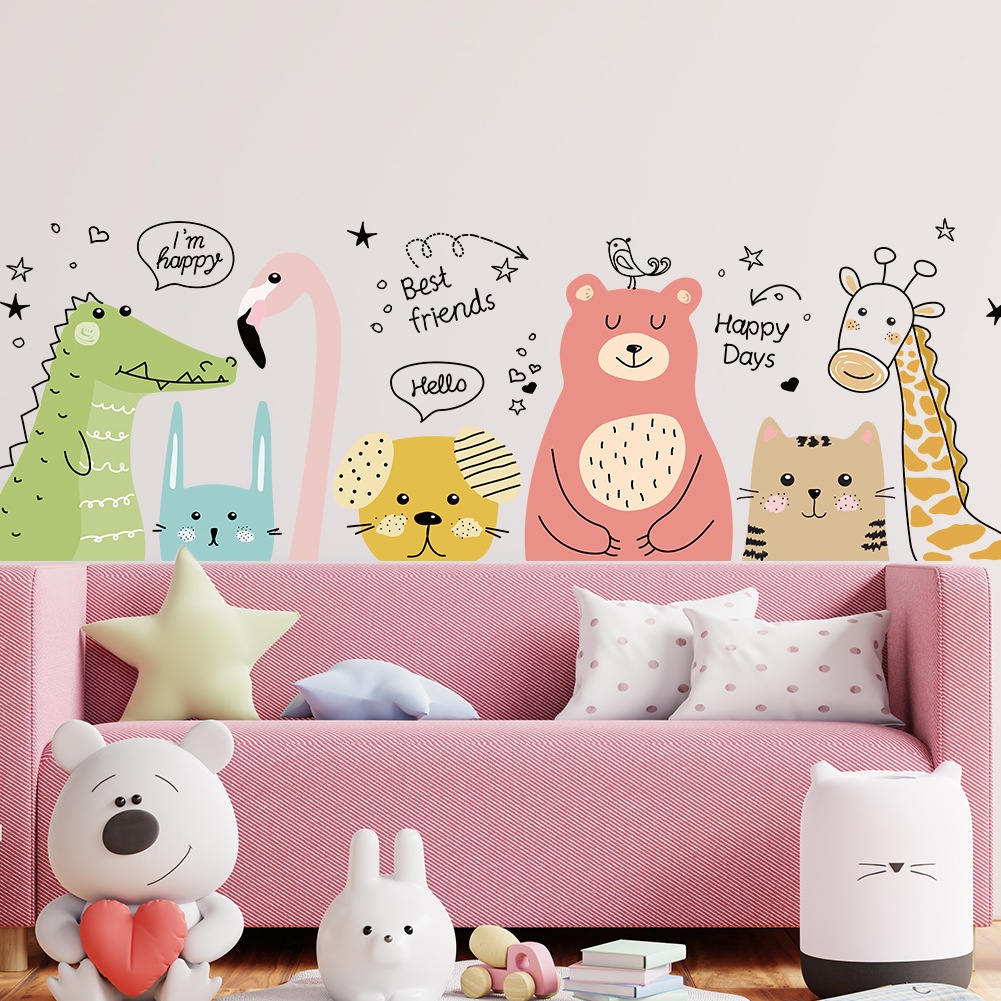 【Zooyoo】สติ๊กเกอร์ติดผนัง สติ๊กเกอร์ สติกเกอร์กระจก ลายการ์ตูนสัตว์น่ารัก ขนาดเล็ก สําหรับติดตกแต่งผนังห้องนอนเด็กอนุบาล ราคา ถูกที่สุด ดีลบีเคเค