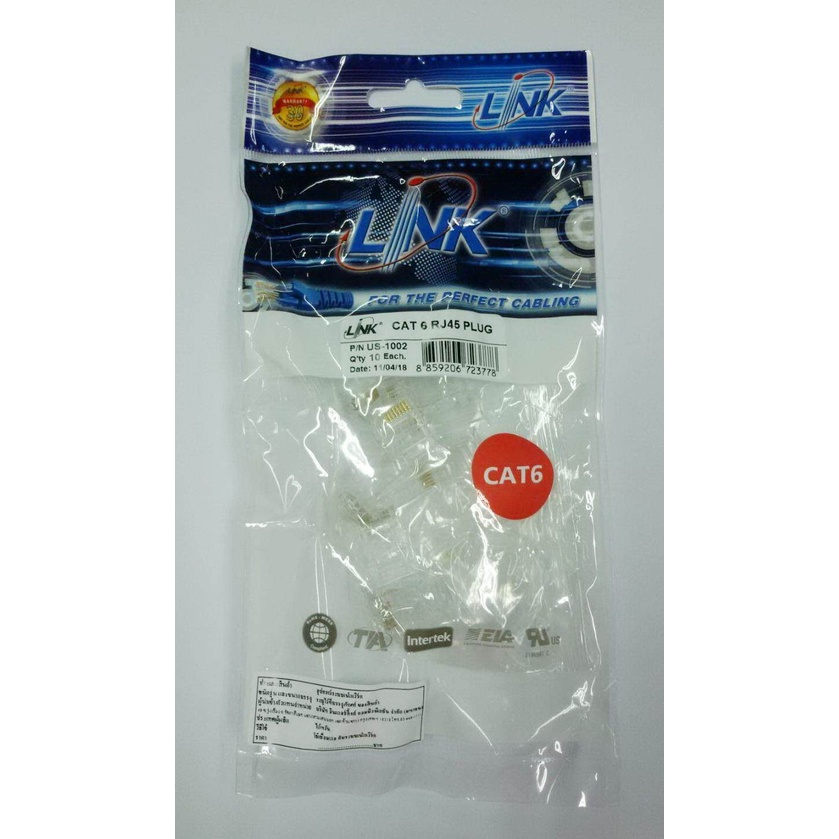 หัวแลน RJ45 CAT6 LINK US-1002 (10/Pack) Cat6 RJ45 Modular Plug US-1002 LINK