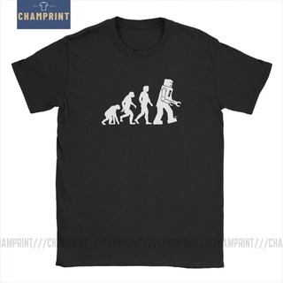 เสื้อยืดแขนสั้น ผ้าฝ้าย พิมพ์ลายหุ่นยนต์ Robot Evolution The Big Bang Thoery Sheldon Cooper Geek TBBT สําหรับผู้ชาย