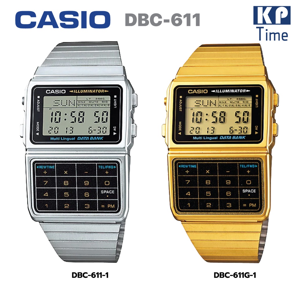 Casio นาฬิกาเครื่องคิดเลข นาฬิกาข้อมือผู้หญิง สายสแตนเลส รุ่น DBC-611 ของแท้ประกันศูนย์ CMG