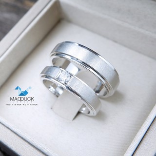 Madduckjewels แหวนเงินแท้ เพชร CZ ชุบโรเดียม RG1718WGR-RG1419WGR